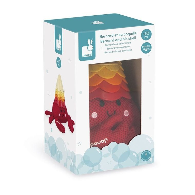 Janod, krab z muszelkami, zabawka do kąpieli