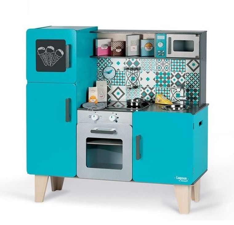 Janod, Lagoon, kuchnia drewniana XL, z dźwiękiem i 15 akcesoriami