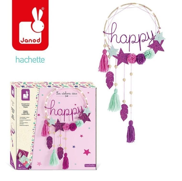 Janod, Łapacz snów z podświetleniem ledowym, Happy, zestaw kreatywny