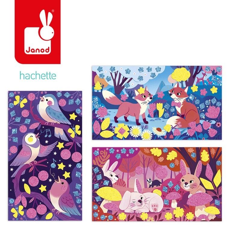 Janod, Leśni przyjaciele, Naklejki piankowe i fluorescencyjne piaski