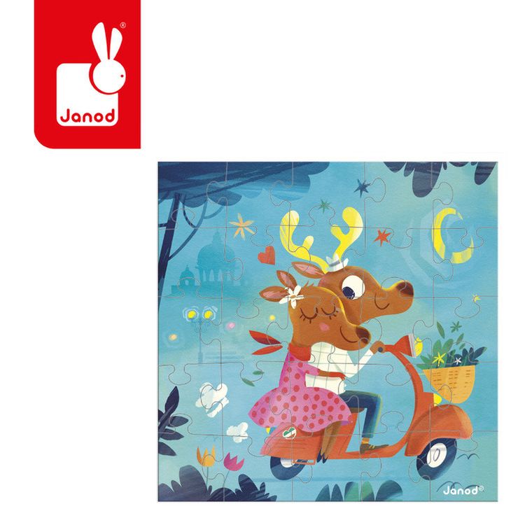Janod, Love dolce vita, puzzle z kartką okolicznościową, 2w1, 25 szt.