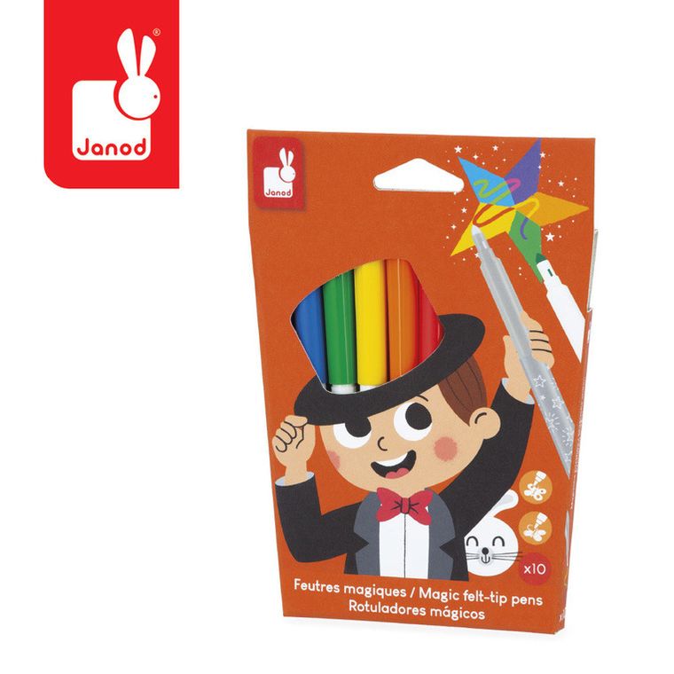 Janod, magiczne flamastry zmieniające kolor, 10 kolorów