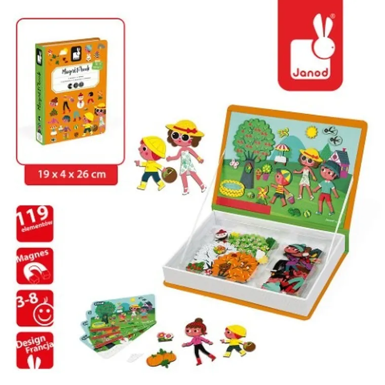 Janod, Magneti’book, 4 pory roku, magnetyczna układanka