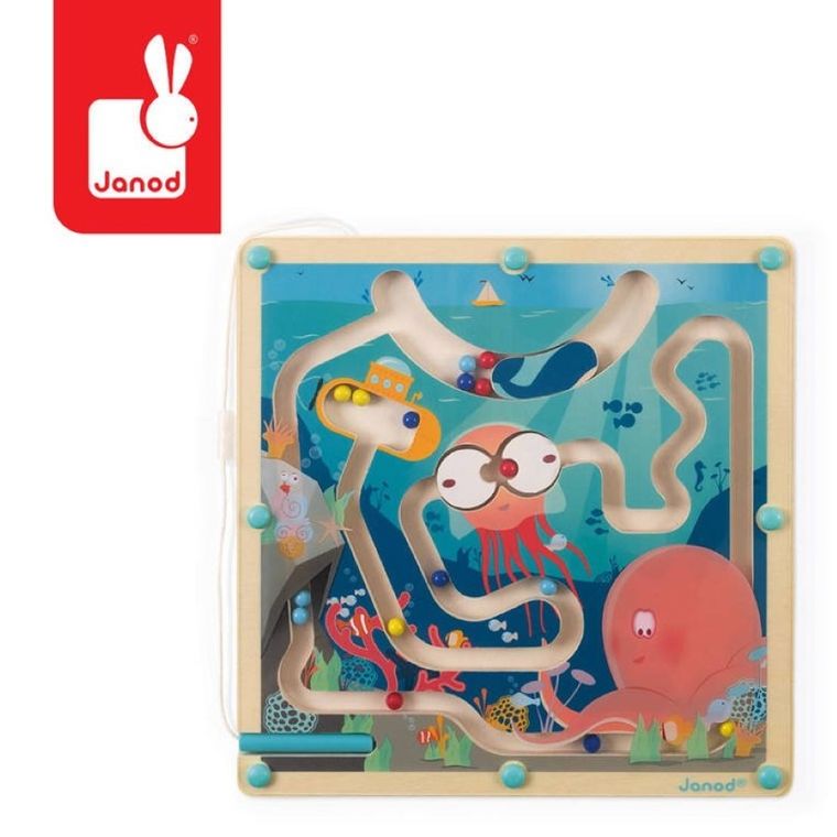 Janod, Magnetyczny Labirynt, Ocean, zabawka drewniana