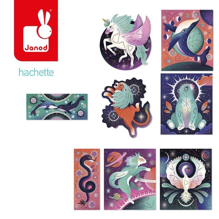 Janod, Malowanie kropkami, Kosmiczne zwierzęta, zestaw kreatywny