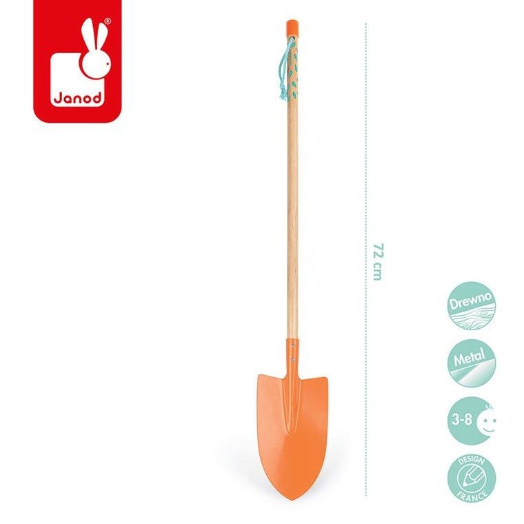 Janod, Mały ogrodnik, metalowy szpadel, pomarańczowy