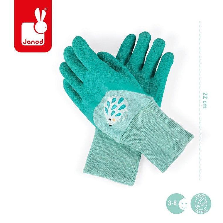 Janod, Mały ogrodnik, rękawiczki do prac ogrodowych, niebieskie