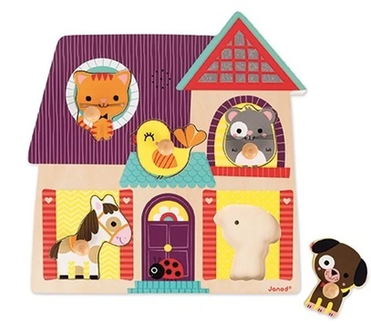 Janod, Moi mali przyjaciele, drewniane puzzle muzyczne