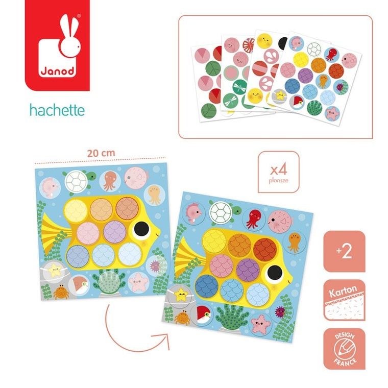 Janod, My arts & crafts, Wokół stawu, okrągłe naklejki, multizestaw kreatywny