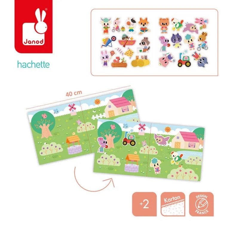 Janod, My Arts & Crafts, zestaw kreatywny, grube naklejki wielokrotnego użytku