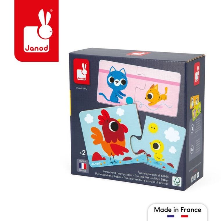 Janod, Pierwsze puzzle do pary, Zwierzęta i ich dzieci, 24 elementy