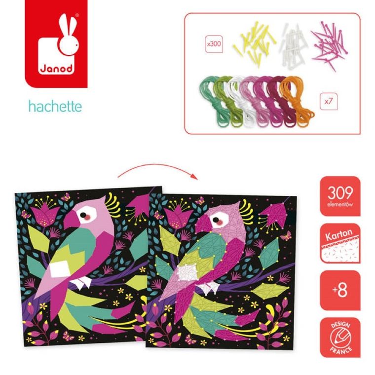 Janod, Przeplatanka 3D, String Art., Zwierzęta dżungli, zestaw kreatywny