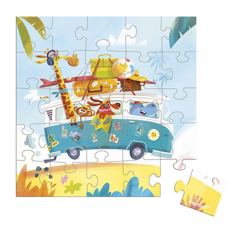 Janod, Road trip, Puzzle i kartka okolicznościowa 2w1