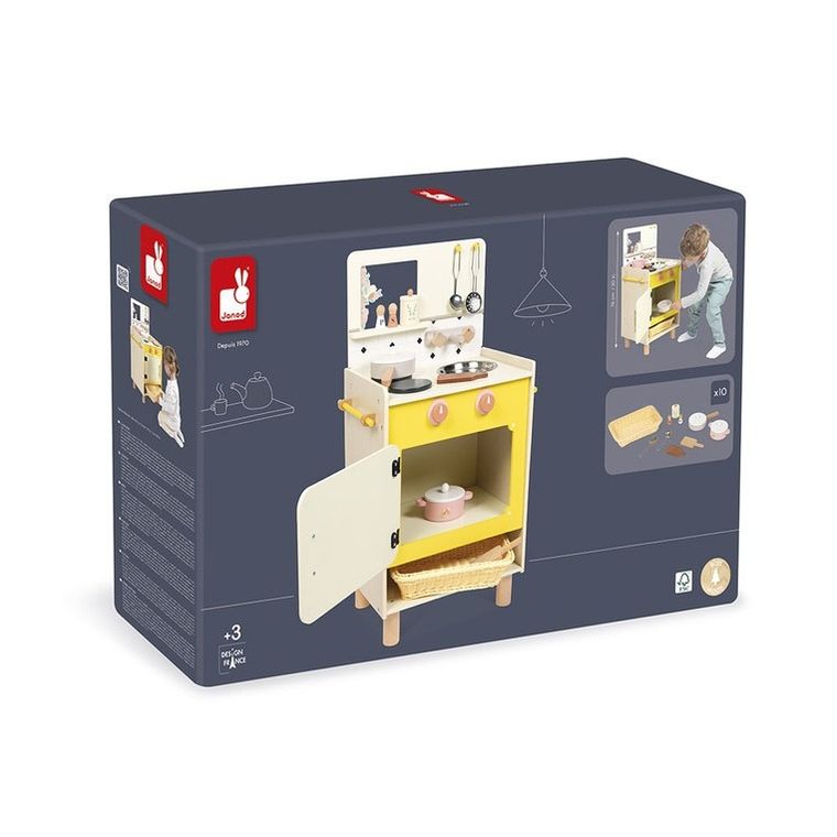 Janod, Shiny Grandma, drewniana kuchnia z 10 akcesoriami