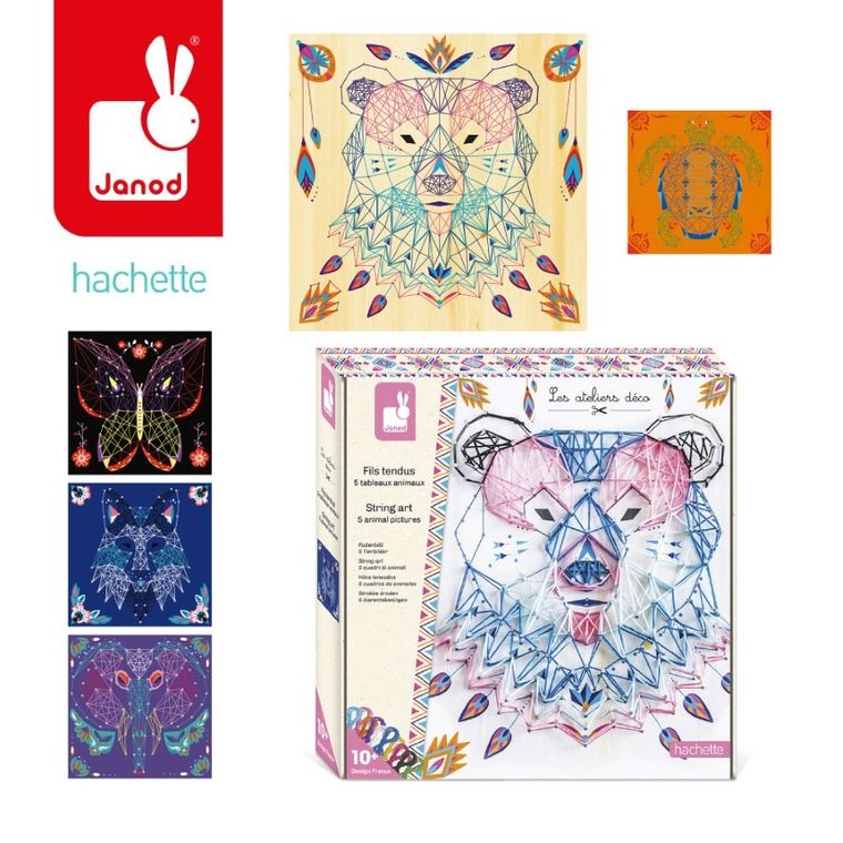 Janod, String Art, Zwierzęta, przeplatanka 3D, zestaw kreatywny