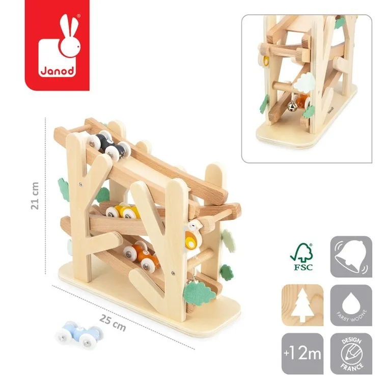 Janod, Sweet Cocoon, drewniany kulodrom, rampa wyścigowa dla mrówek