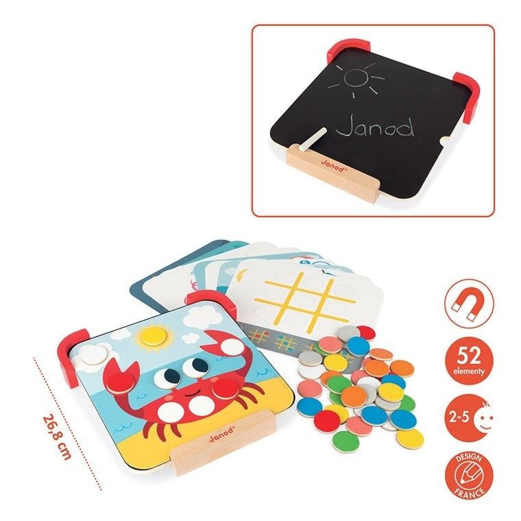 Janod, Uczę się kolorów, magnetyczna układanka drewniana z tablicą