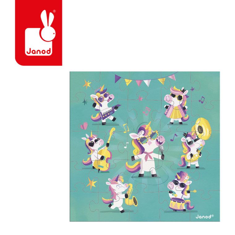Janod, Unicorn, puzzle z kartką okolicznościową, 2w1, 25 szt.