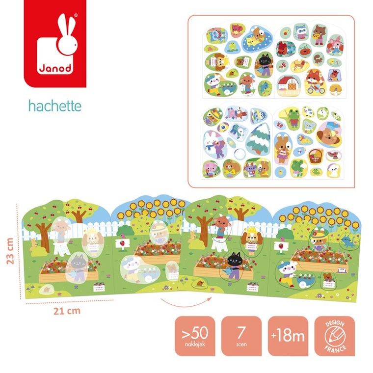 Janod, Wieś, książeczka do wyklejania, z naklejkami