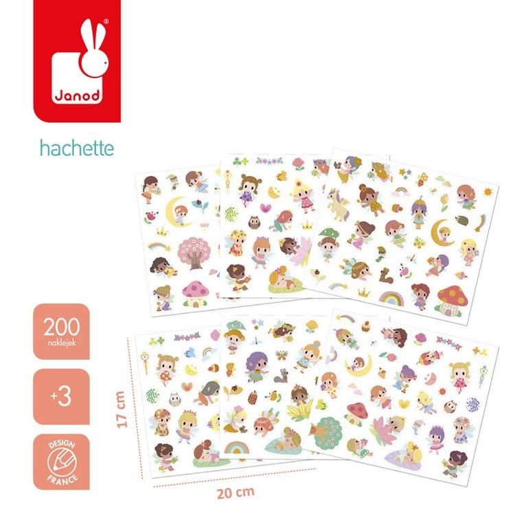 Janod, Wróżki, naklejki na arkuszach, 200 szt.