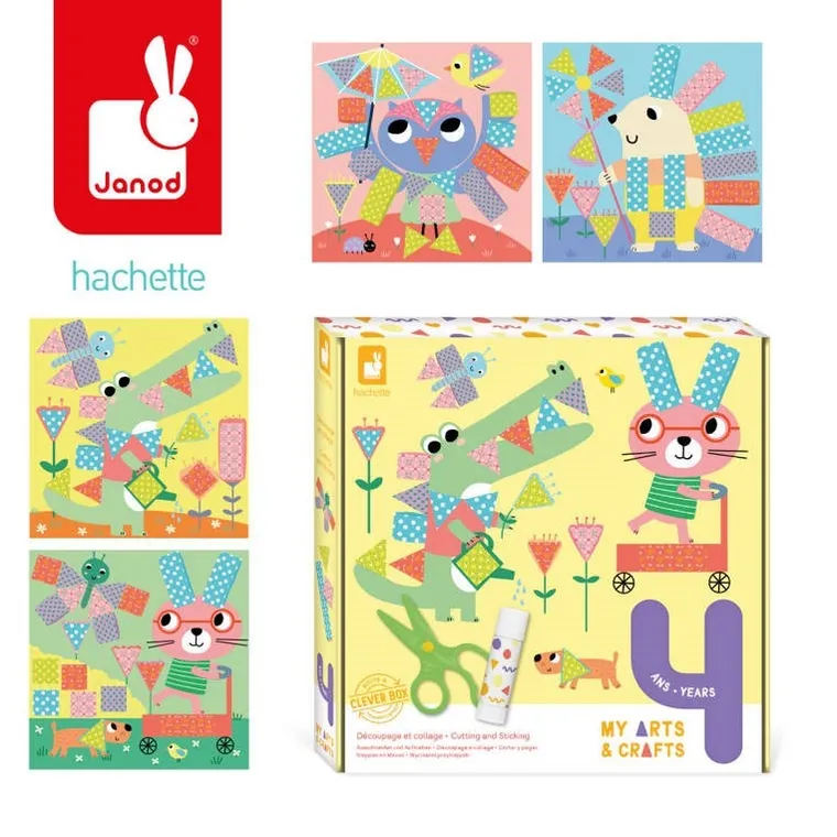 Janod, Wycinanki przyklejanki, zestaw kreatywny