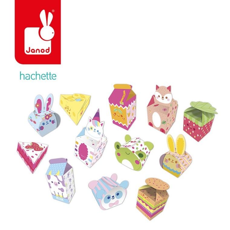 Janod, zestaw do składania pudełek kawaii, 12 szt.