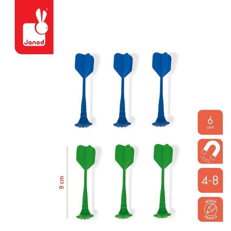 Janod, zestaw rzutek magnetycznych, zielone i niebieskie, 6 szt.