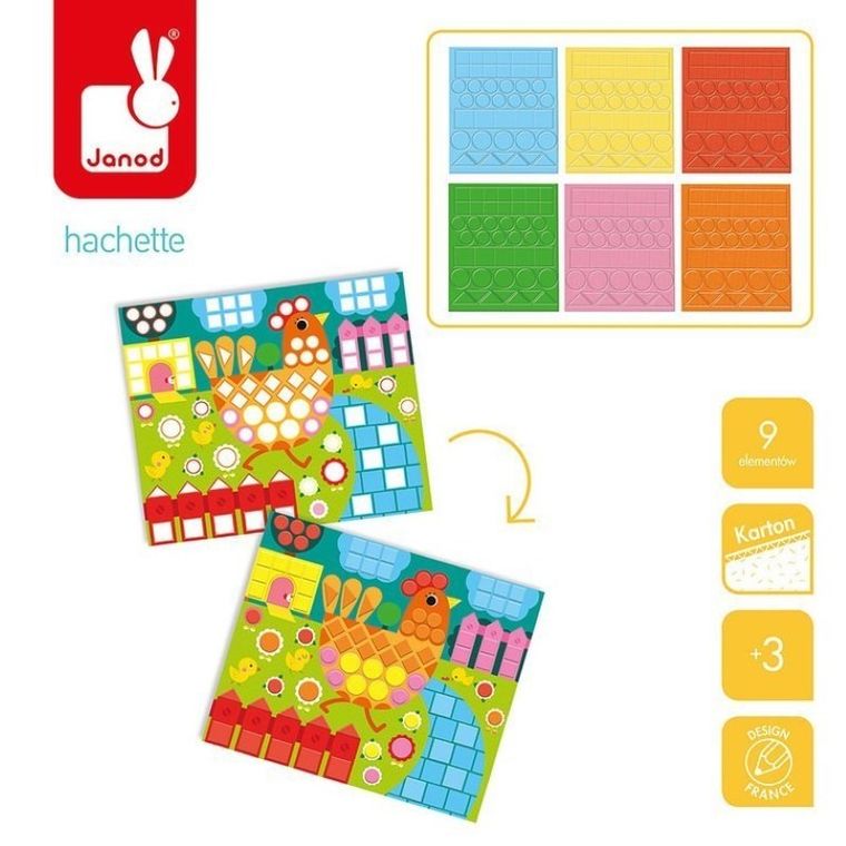 Janod, Zwierzęta, mozaika, zestaw kreatywny, 3+