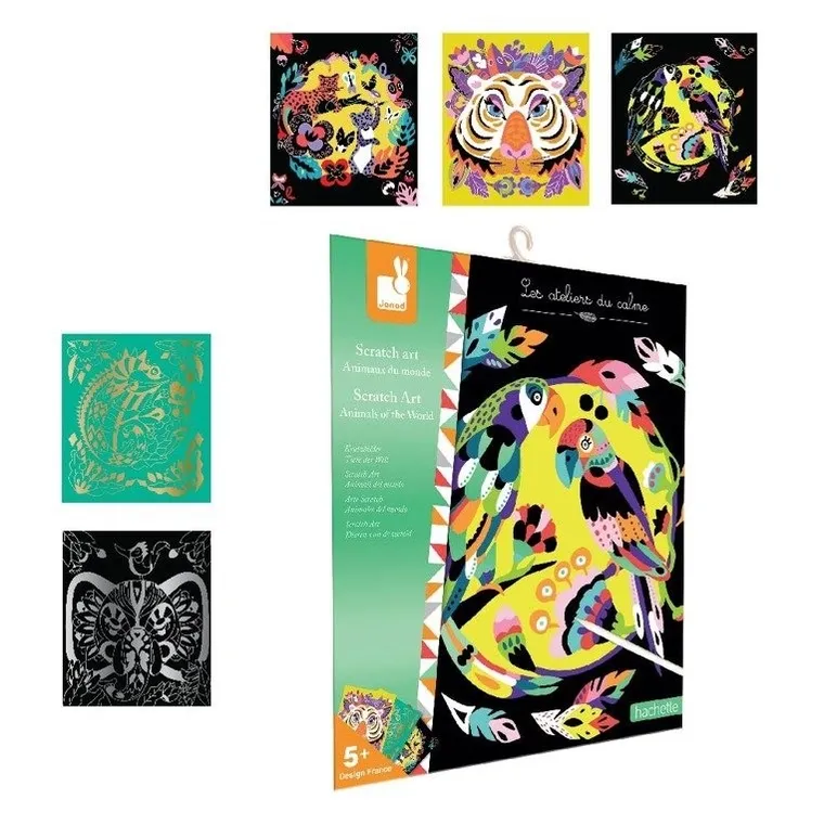 Janod, Zwierzęta świata, zestaw kreatywny, do zdrapywania