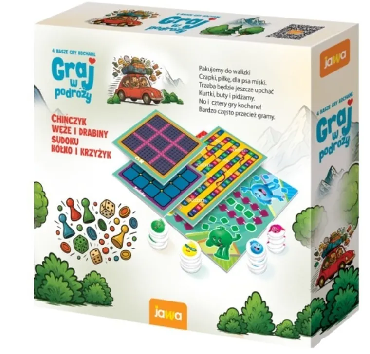 Jawa, Graj w podróży, zestaw gier familijnych, 4w1