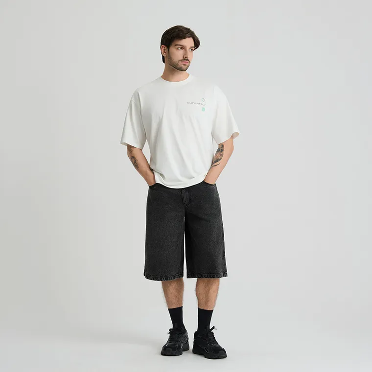 Jeansowe bermudy unisex o kroju baggy NOWEAR