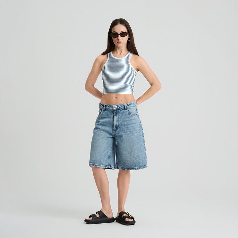 Jeansowe bermudy unisex z regulacją NOWEAR