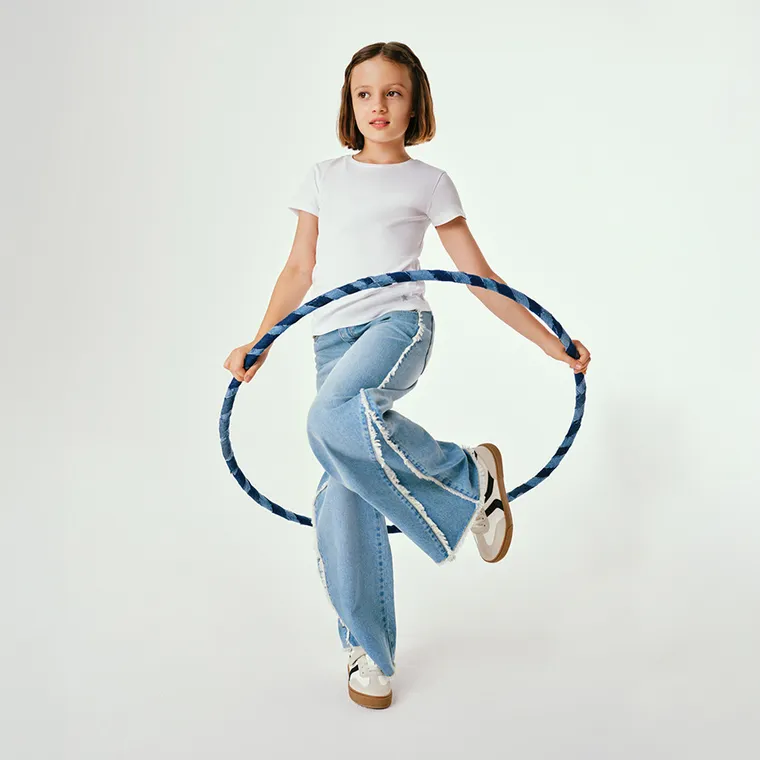 Jeansowe spodnie very wide z regulacją Cool Club