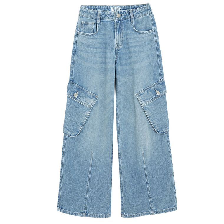 Jeansowe spodnie z kieszeniami cargo wide Cool Club