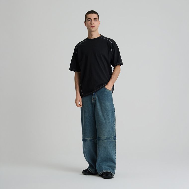 Jeansy wide leg unisex z odpinanymi nogawkami NOWEAR