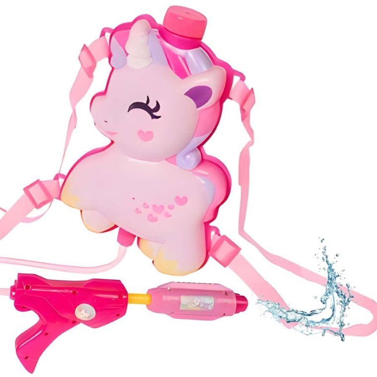 Jednorożec, plecak z pistoletem na wodę, różowy