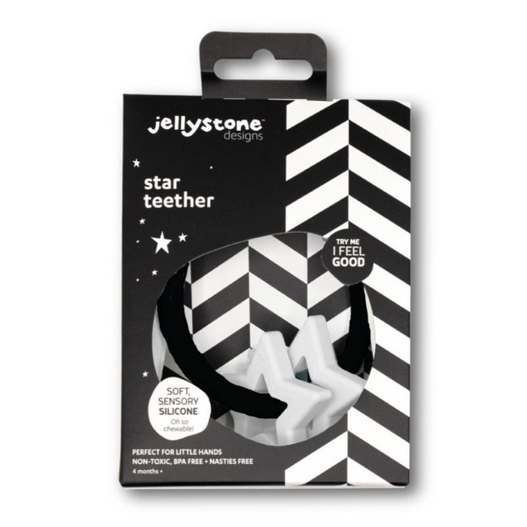 Jellystone, gryzak, gwiazdki, czarno-biały