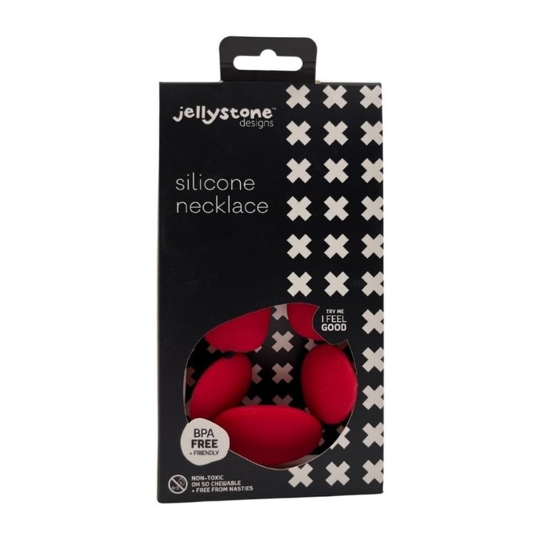Jellystone, Kamienie, gryzak-naszyjnik silikonowy, czerwony
