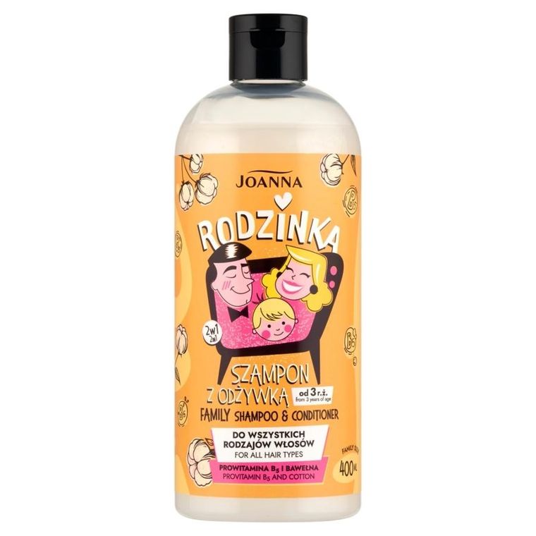 Joanna, Rodzinka, szampon z odżywką prowitamina B5 i bawełna, 400 ml