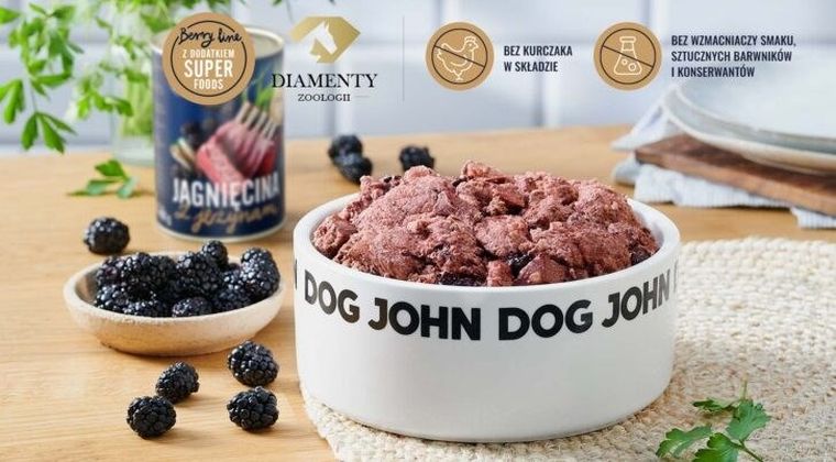 John Dog, Berry, Adult, jagnięcina z jeżynami, karma mokra dla psa, 800g