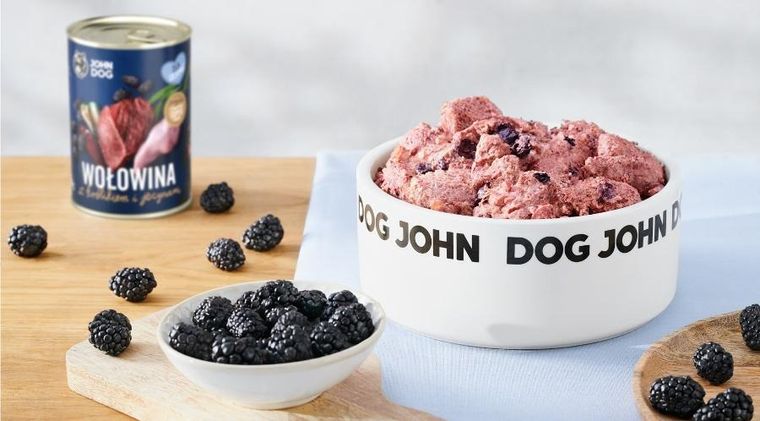 John Dog, Berry, wołowina i królik z jeżynami, karma mokra dla psa, 400g