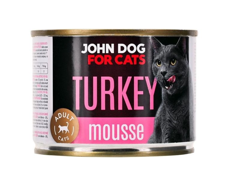 John Dog, for Cats, dorosły, indyk mus, puszka, karma mokra dla kotów, 200g