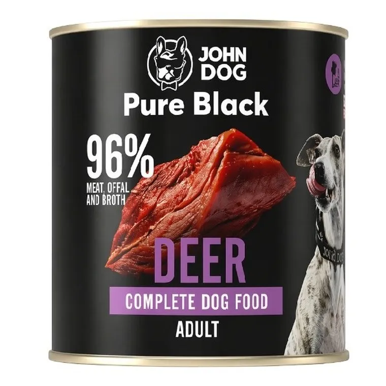 John Dog, Pure Black, karma dla psa, jeleń, 800g
