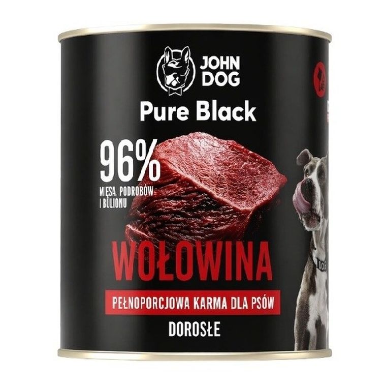 John Dog, Pure Black, karma dla psa, wołowina, 800g