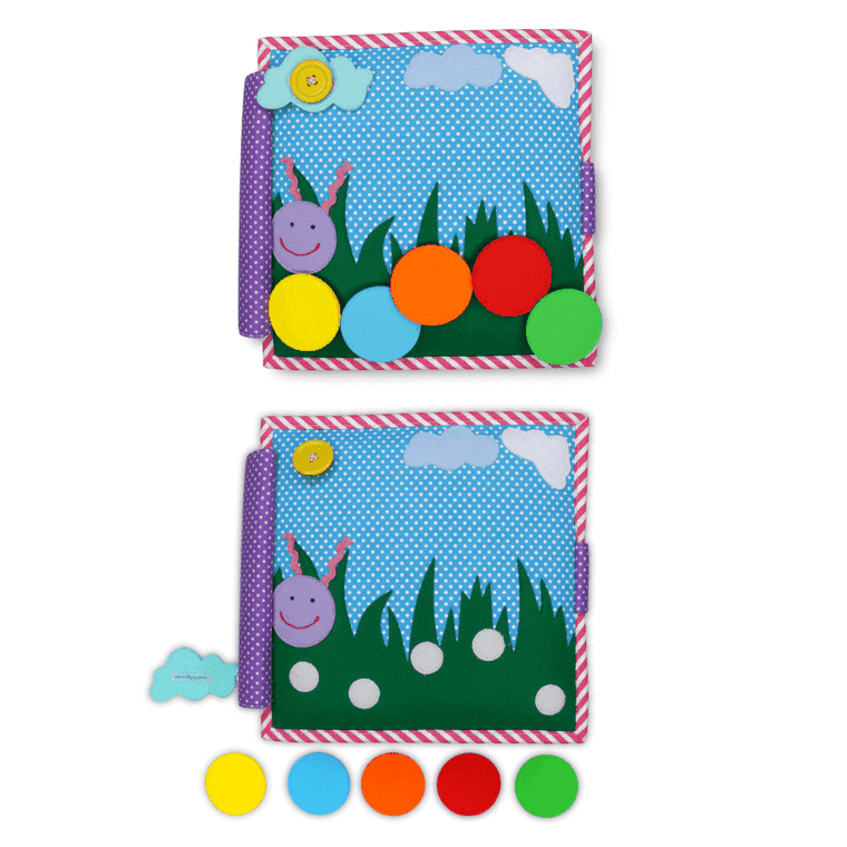 Jolly Designs. Gąsienica. Książeczka sensoryczno-manipulacyjna