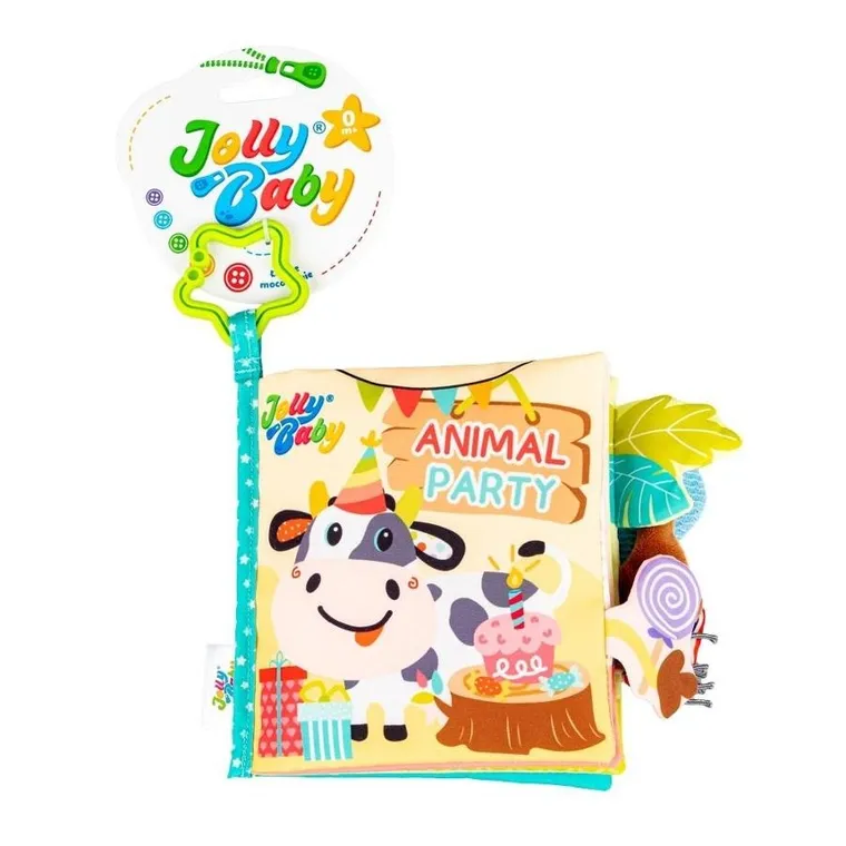 JollyBaby, Zwierzaki na urodzinach, miękka książeczka sensoryczna