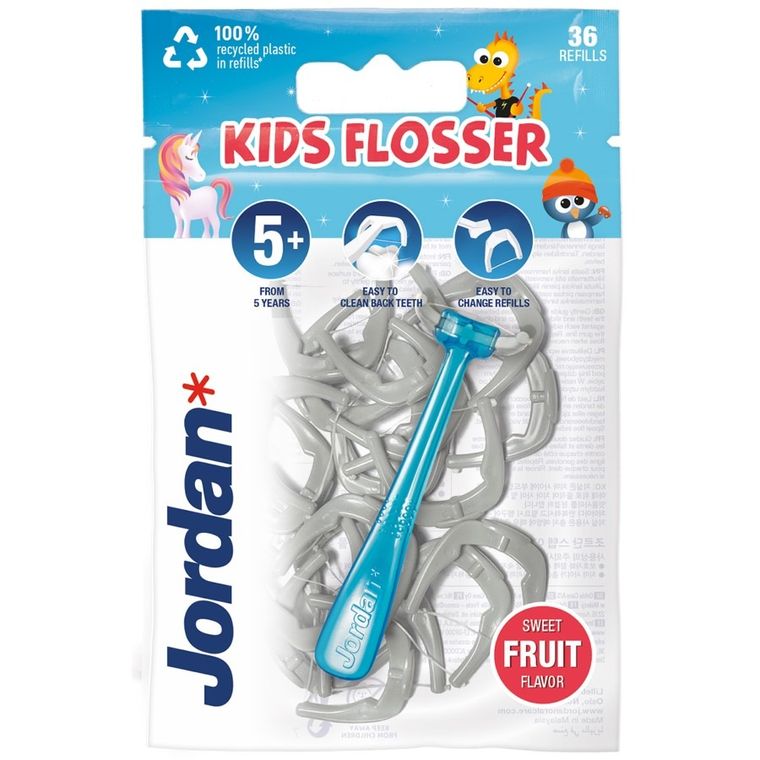 Jordan, Kids, Flosser, nici dentystyczne dla dzieci 5+, 36 szt.