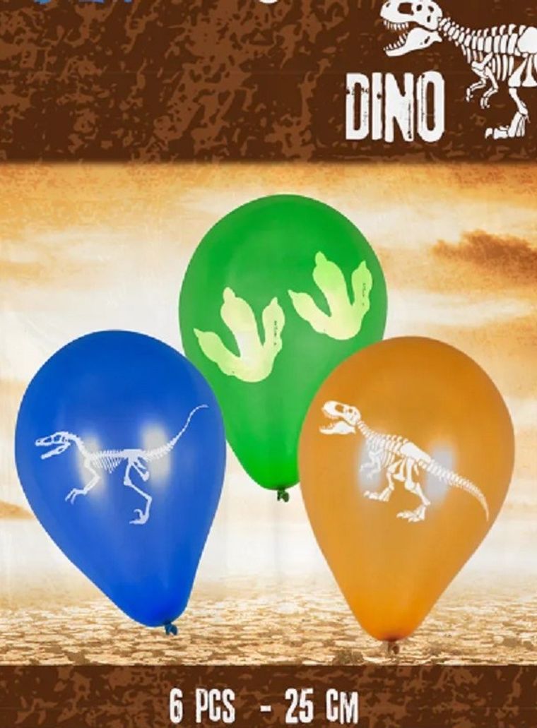 Jurassic Park, balony lateksowe, dinozaury T-Rex, 6 szt.
