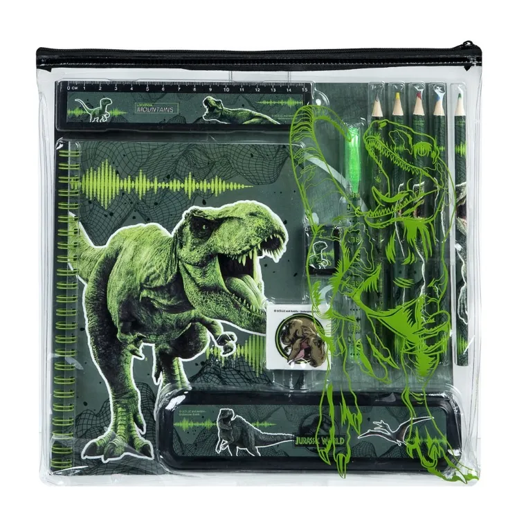 Jurassic World, zestaw szkolny w saszetce, 7 elementów