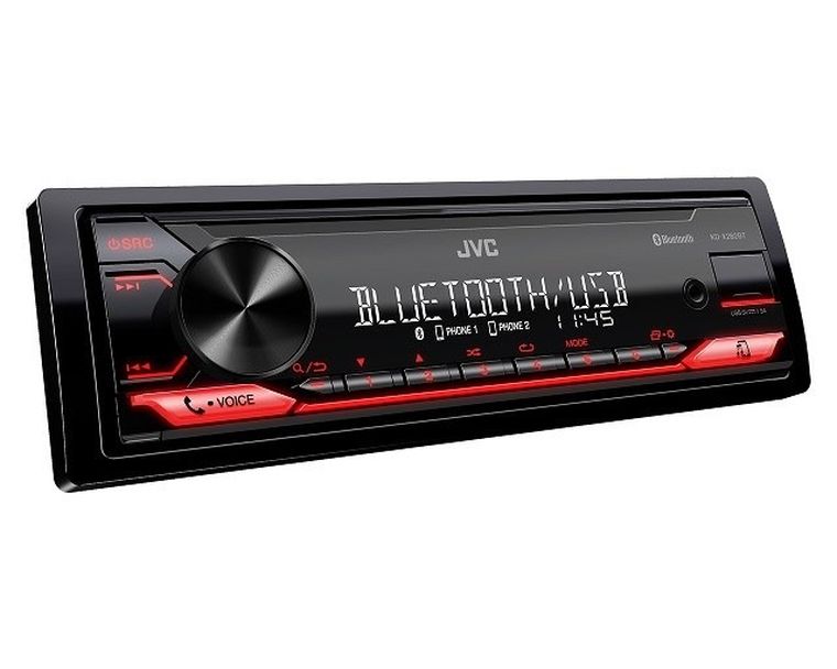 JVC, KDX-282BT, radioodtwarzacz samochodowy, czerwony